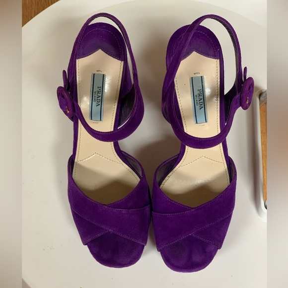 Prada Suede Platform Ankle-Strap Sandal - Picture 4 of 9